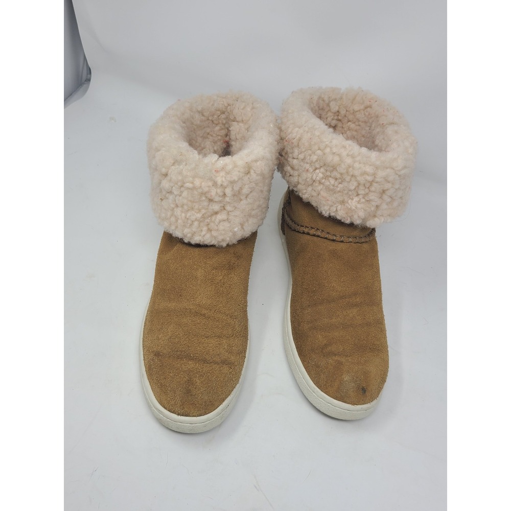 UGG Mika Classic Suede Sneakers Women's 9.5 Chestnut Brown Sherpa Fold Boots